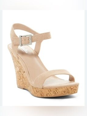 Charles By Charles David Lindy Faux Suede Wedge Sandals Size - 7.5